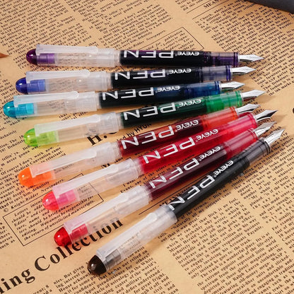 Disposable Fountain Pens, Straight Liquid Fountain Pens，for WritingQuick-Drying Ink Pen, Smooth-Writing Multicolor Art Supplies