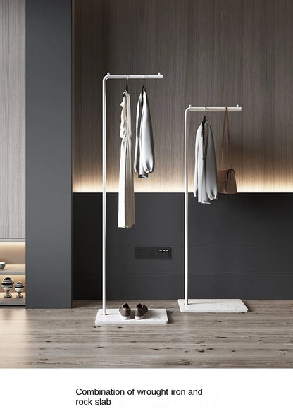 Scandinavian Modern Metal Valet Stand - Freestanding Multipurpose Suit Rack with Special Functions - Bedroom Clothing and Accessories