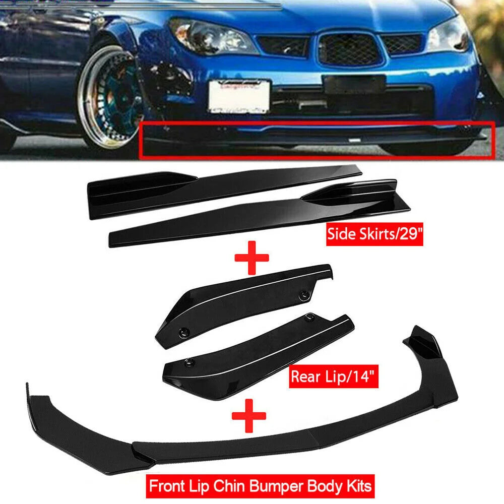 Car Universal Front Bumper Splitter Lip Spoiler Diffuser Body Kit Black Winglets Side Skirt Extension Protector Cars Accessories