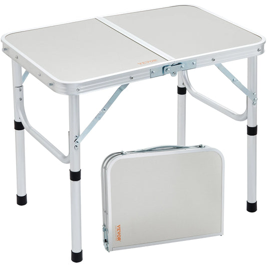 VEVOR Outdoor Folding Table Adjustable Height Portable Compact Tables Lightweight Aluminum Picnic Table For Beach/Garden/Camping
