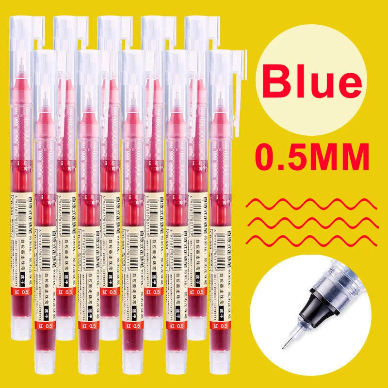 1/100pcs 0.5mm High Quality Needle Type Gel Pens Straight Liquid Ballpoint Pen Kawaii Stationery School Office Supplies Writing