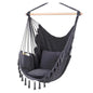Hammock Chair Hanging Rope Swing, Max 500 Lbs, 2 Cushions Included, Large Macrame Hanging Chair with Pocket, Cotton Weave