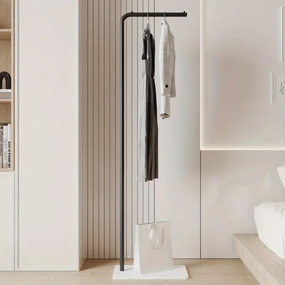 Scandinavian Modern Metal Valet Stand - Freestanding Multipurpose Suit Rack with Special Functions - Bedroom Clothing and Accessories