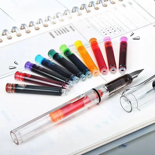 Transparent pen +10 color ink sac, pen can replace ink sac, transparent no printing style ins high appearance level correction p