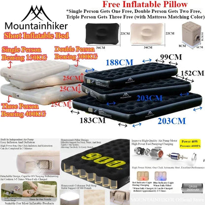 MOUNTAINHIKER Outdoor Inflatable Seating Mat Interior Air Mattress Mats Luxury Built-in Pump Thicken PVC Sleeping Bed Furniture