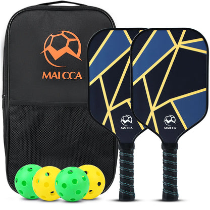 Pickleball Paddles Set Rackets Portable Racket Cover Carrying Bag Gift Kit USAPA Approved Indoor Outdoor Honeycomb Core 4 Balls