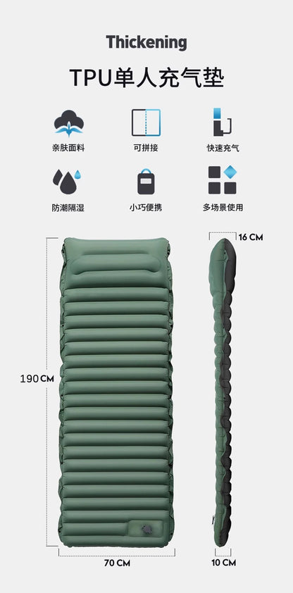 Outdoor Camping Sleeping Pad Inflatable Mattress with Pillow Ultralight Air Mat Built-in Inflator Pump Travel Hiking Camping mat