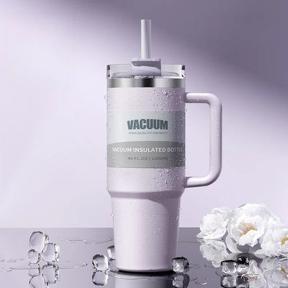40oz 1200ML double-layer insulated tumbler cold drink travel cup coffee cup A handled and strawed insulated tumbler Ice Cup