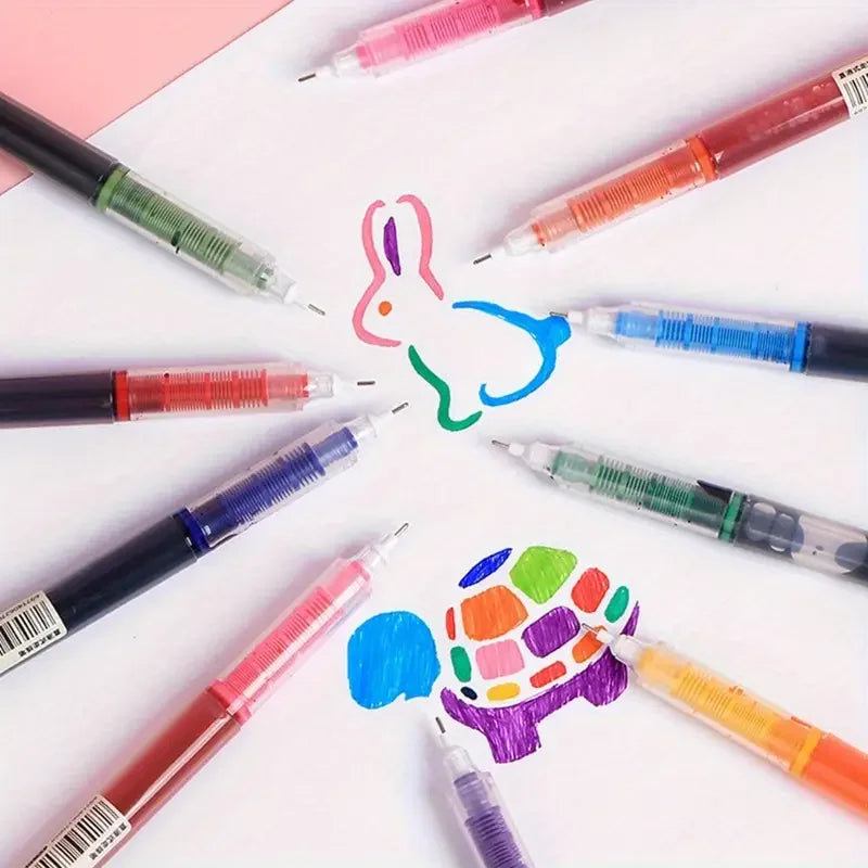 1/100pcs 0.5mm High Quality Needle Type Gel Pens Straight Liquid Ballpoint Pen Kawaii Stationery School Office Supplies Writing