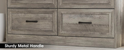 Dresser for Bedroom, 6 Drawer Wide Dresser Organizer with Charging Station, Dresser for Hallway, Wood Dresser with Metal Handles