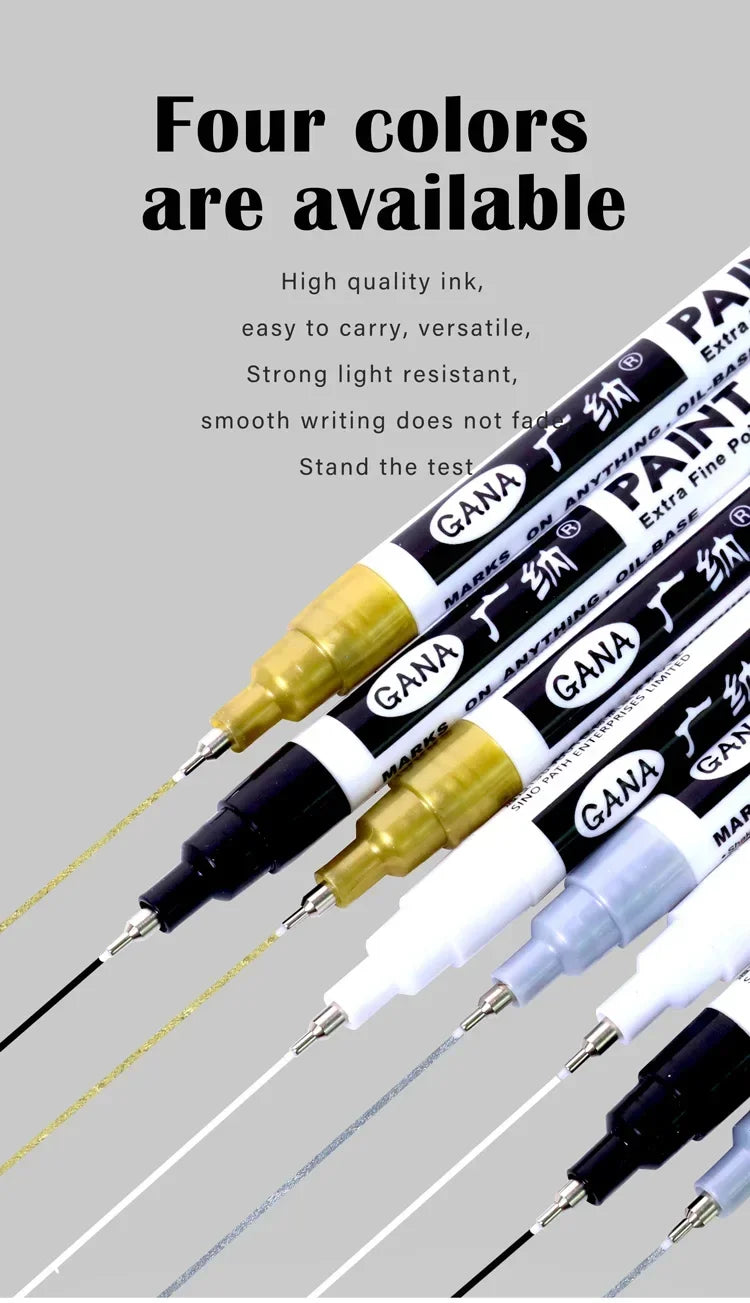 4Pcs/set Oil Based White Black Permanent Paint Markers Pens 0.7mm Extra Fine Waterproof, for Rock Painting, Wood, Metal, Canvas
