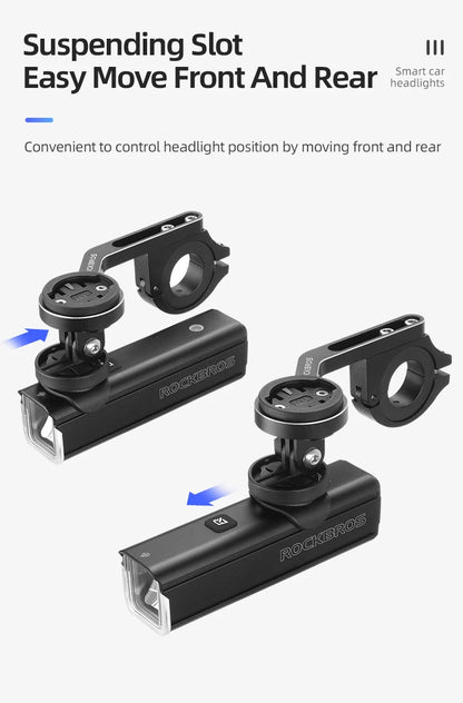 ROCKBROS Bike Light 1500LM5000mAh Type-C Bicycle Light Temperature Control  IPX6 Aluminum LED Light Front Lamp Cycling Headlight