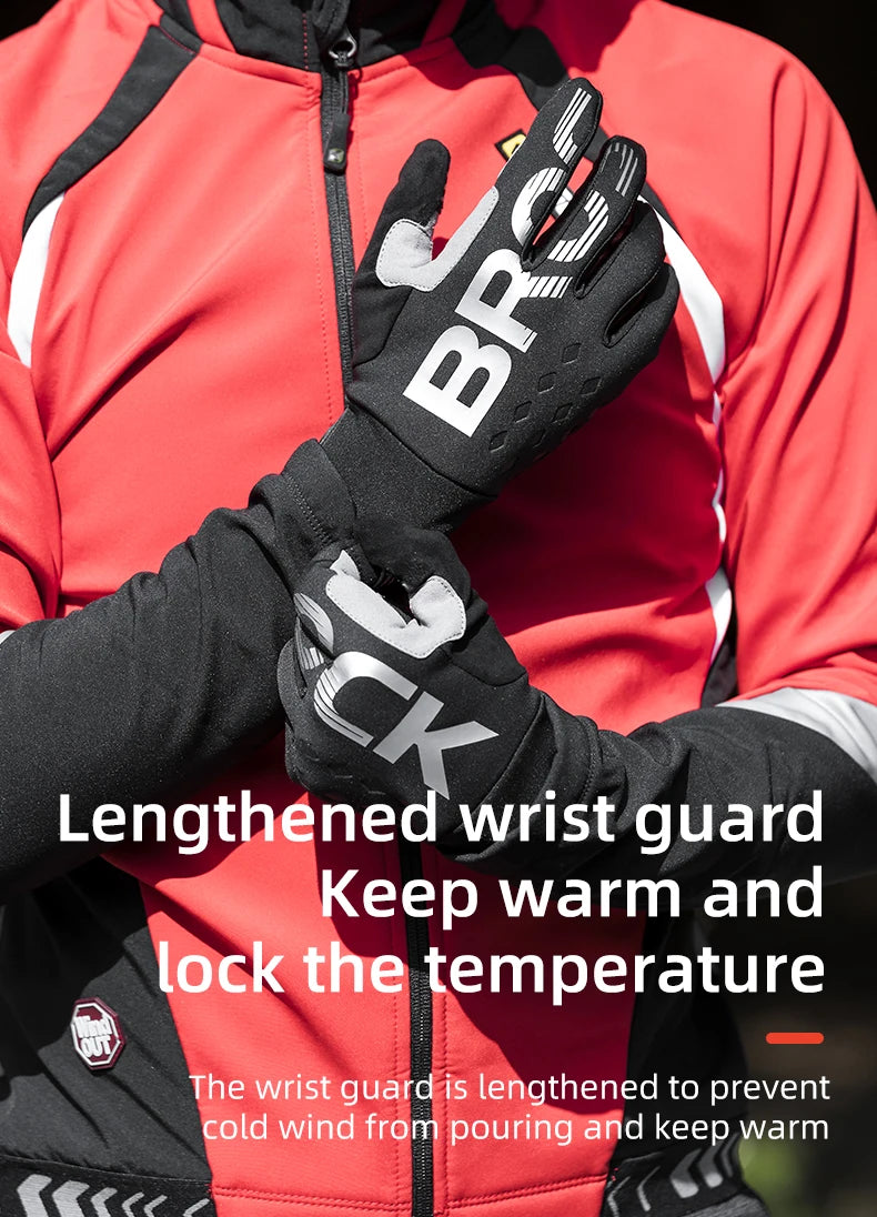 ROCKBROS Cycling Gloves Touch Screen Waterproof MTB Bike Bicycle Gloves Thermal Warm Motorcycle Winter Autumn Sports Equipment