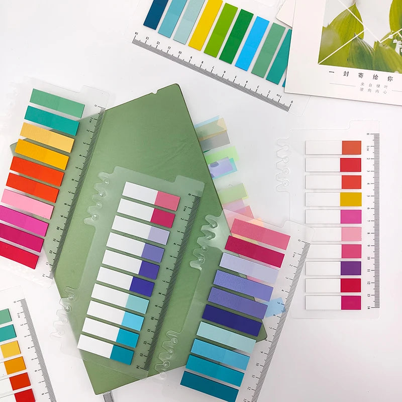 KindFuny 200 Sheets Morandi Index Tabs Bookmark Sticky Notes Notepad Kawaii Stationery School Office Supplies