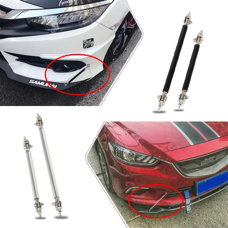 2psc Universal Racing Adjustable Front Rear Bumper Lip Splitter Support Bar / pull rod Kit Racing 75mm