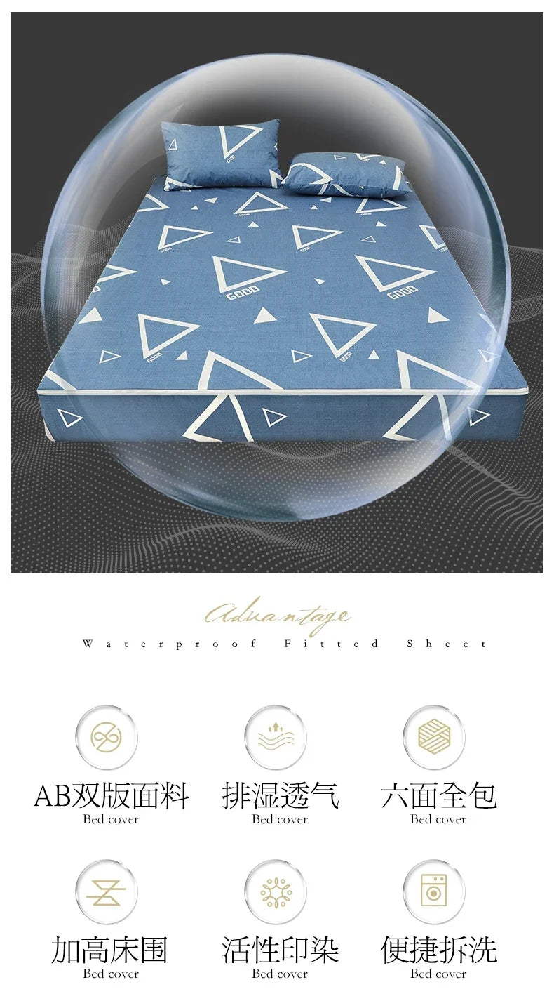 Waterproof Mattress Cover Six-Sided All Inclusive With Zipper Removable Bedspread Queen Breathable Mattress Protector