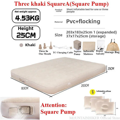 MOUNTAINHIKER Outdoor Inflatable Seating Mat Interior Air Mattress Mats Luxury Built-in Pump Thicken PVC Sleeping Bed Furniture