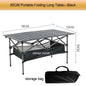 Outdoor Folding Long Table Easy To Install Portable Storage Black Camping Table Barbecue With Net Bag Light Stable Desk Table