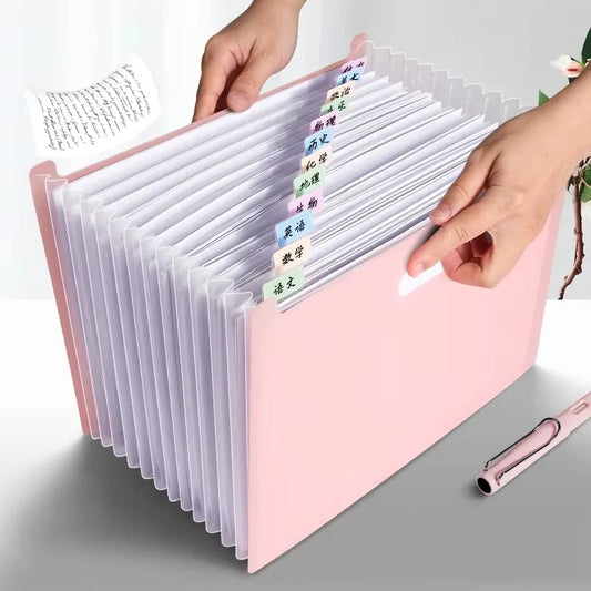 Multi Color Accordion 13 Pocket A4 Expanding File Folder Transparent for School Supplies Office Storage Organizer Durable Gift