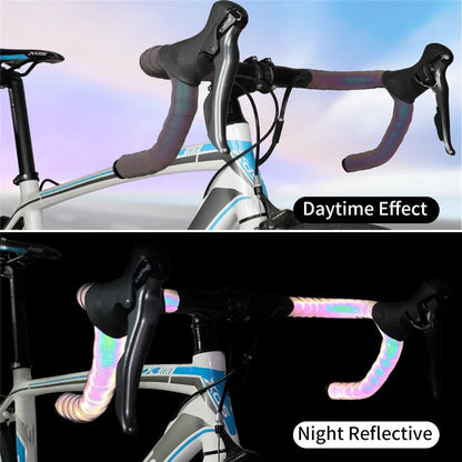 WEST BIKING Bicycle Handlebar Strap Reflective Discolor Bike Handlebar Tape Anti-slip Shock-absorption Handle Strap Cycling Part