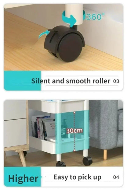 Household Multi-layer Small Cart Storage Rack Floor To Floor Kitchen Bedroom Bathroom Storage Rack Storage Rack With Wheels
