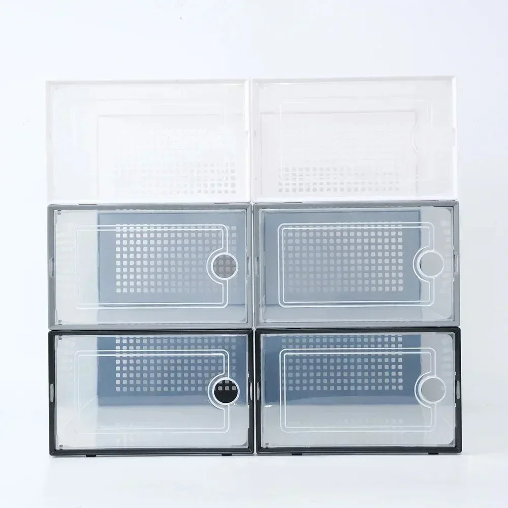 Shoe Cabinets Transparent Plastic Shoes Case Stackable Front Lid Drawer Shoes Organizer Thicken Large Moisture-Proof Storage Box