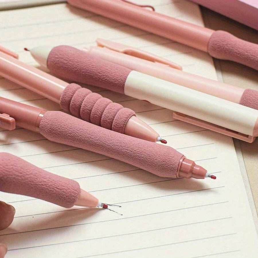 6pcs/set 0.5mm Retractable Gel Pen, Kawaii Stationary, Cute Pens, Black Gel Pens, Aesthetic Pens, School Supplies