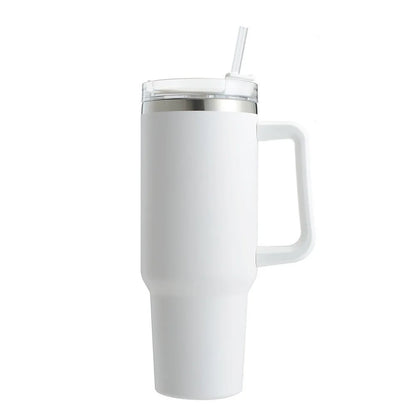 Tumbler with Handle Lid Straw 40oz Stainless Steel Water Bottle Vacuum Thermos Cup Travel Car Thermal Coffee Mug Cap Sport