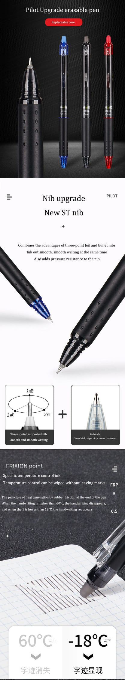 Japan Pilot Erasable Gel Pen BLRT-FRP5 New ST Tip Friction Erasable Colored Ink. 5mm School Cute Stationery Pens for Writing