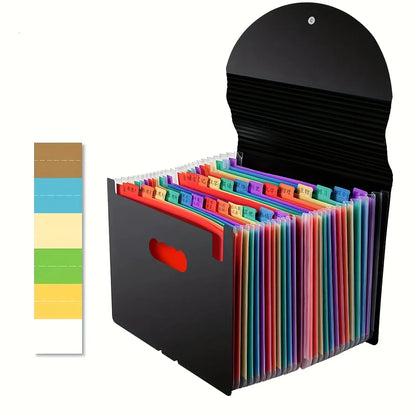 24pcs Colorful A4 Plastic File Folder with Labels-Multi-Layer,Snap Closure,Durable Storage Organizer for Office & School Supplie