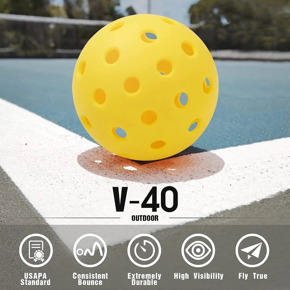Pickleball 74MM Durable 40 Holes Outdoor 6/12/24Pcs Pickleballs 26g Outdoor for Competition pickleball Packs of Pickleballs