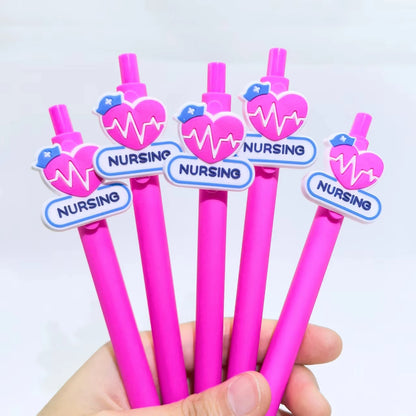 10PCS Doctor's Pens in Pink Series, Medical Neutral Pens, Solid Color Medical Nursing Day Series, Random Style Ballpoint Pens.