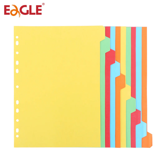EAGLE 3 Ring Binder Dividers, A4 Size 11-Hole Punch, Write On Paper Index Divider with Tabs, for 2/3/4/11 Ring Binders Office