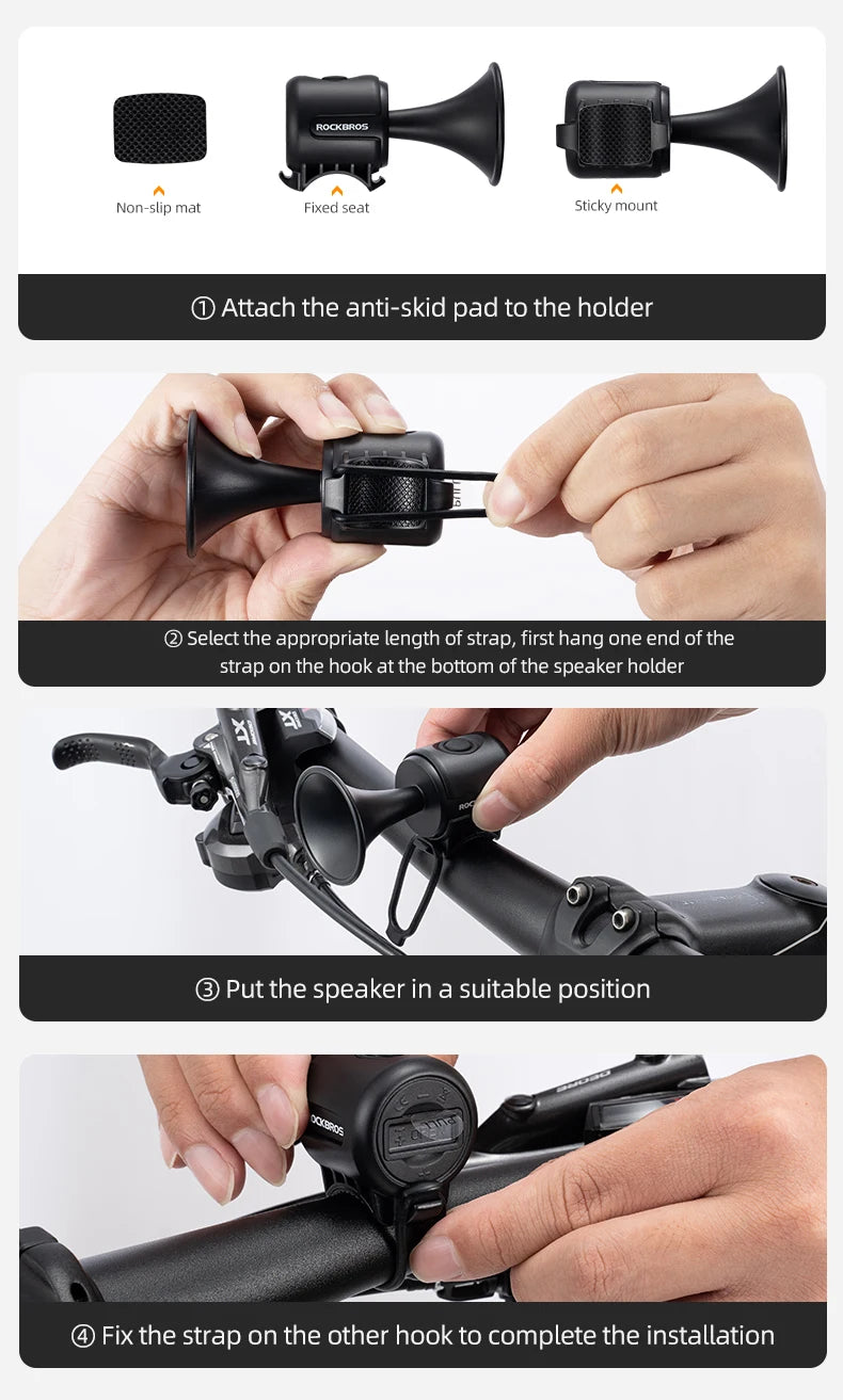 ROCKBROS Bicycle Bell Ring Bike Electronic Loud Horn Safety Alarm Electric Waterproof Bicycle Warning Bell Bicycle Accessories