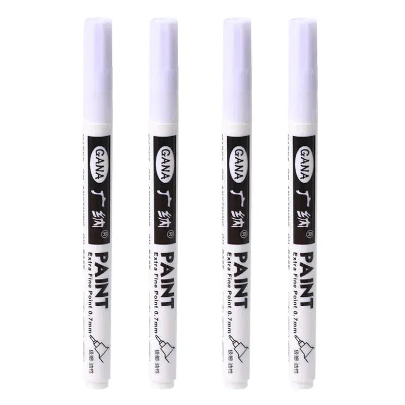 4Pcs/set Oil Based White Black Permanent Paint Markers Pens 0.7mm Extra Fine Waterproof, for Rock Painting, Wood, Metal, Canvas