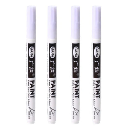4Pcs/set Oil Based White Black Permanent Paint Markers Pens 0.7mm Extra Fine Waterproof, for Rock Painting, Wood, Metal, Canvas