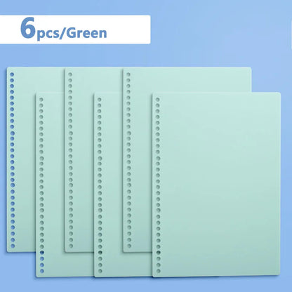 6 Sheets A4 B5 A5 30/26/20 Holes Transparent PP Loose-leaf Cover Index Divider Separator Notebook Accessory Stationery Useful