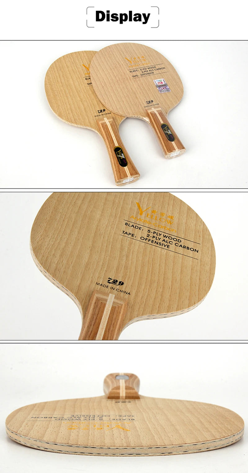 Original 729 Friendship Yellow ALC Table Tennis Blade 5 Wood 2 Arylate Carbon Professional Ping Pong Blade Blue ALC Offensive