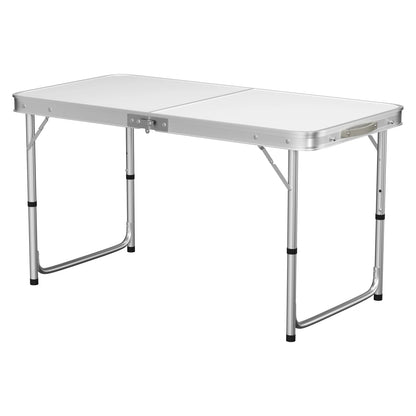 Folding outdoor camping table portable table adjustable height with carry handle folding picnic table white 120x60 cm