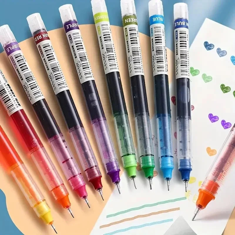 1/100pcs 0.5mm High Quality Needle Type Gel Pens Straight Liquid Ballpoint Pen Kawaii Stationery School Office Supplies Writing