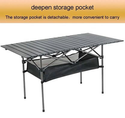 Outdoor Folding Long Table Easy To Install Portable Storage Black Camping Table Barbecue With Net Bag Light Stable Desk Table