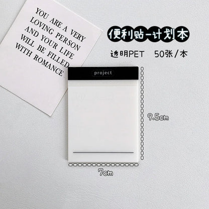 50 Sheets Transparent Waterproof Sticky Note Pads Notepads for School Stationery Office Supplies