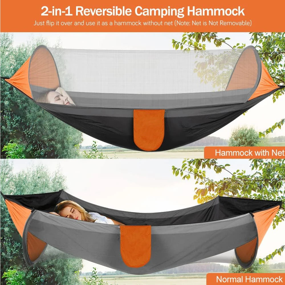 3 in 1 Camping Hammock with Mosquito Mesh Automatic Quick Opening Nylon Hammock Anti-Mosquito hanging Hammock tent for Outdoor
