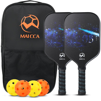 Pickleball Paddles Set Rackets Portable Racket Cover Carrying Bag Gift Kit USAPA Approved Indoor Outdoor Honeycomb Core 4 Balls