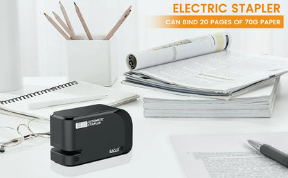 EAGLE automatic electric Stapler,  With free 2000 staples, 20-sheet capacity, Dual power supply, office,school binding supplies