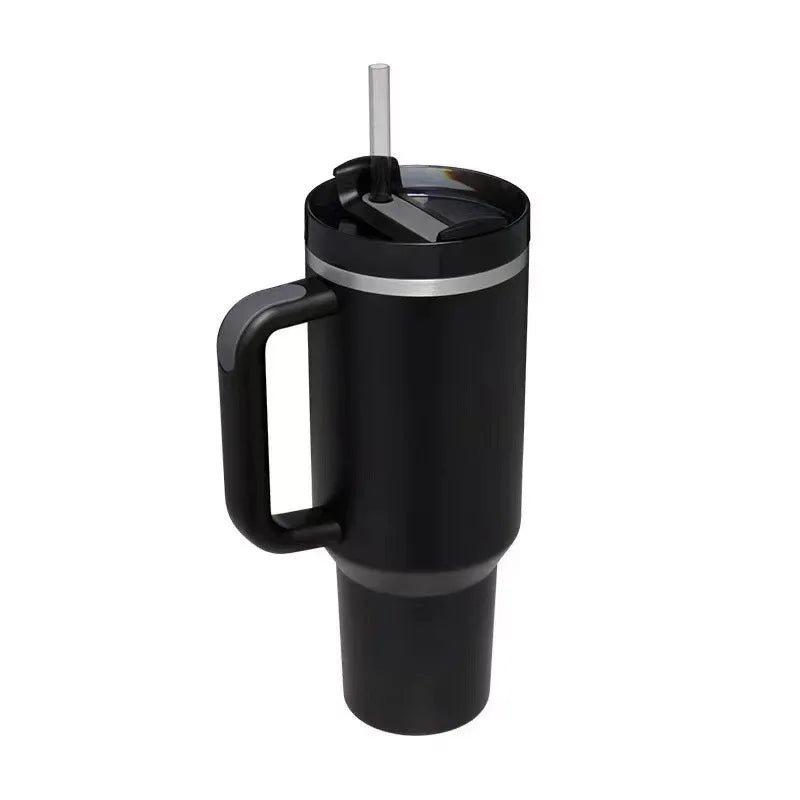 Tumbler with Handle Lid Straw 40oz Stainless Steel Water Bottle Vacuum Thermos Cup Travel Car Thermal Coffee Mug Cap Sport