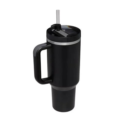 Tumbler with Handle Lid Straw 40oz Stainless Steel Water Bottle Vacuum Thermos Cup Travel Car Thermal Coffee Mug Cap Sport