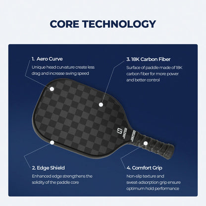 JIKEGO 18K Carbon Fiber Pickleball Paddle 2023 16mm Professional Pickle Ball Racket Racquet Men Women Child