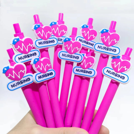 10PCS Doctor's Pens in Pink Series, Medical Neutral Pens, Solid Color Medical Nursing Day Series, Random Style Ballpoint Pens.