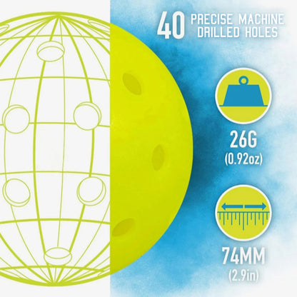 ALP Outdoor Pickleball 74mm Durable 40 Holes 26 Holes 1/3/6/12/100 Pieces/PCS 26g Original USA Professional Pickleball